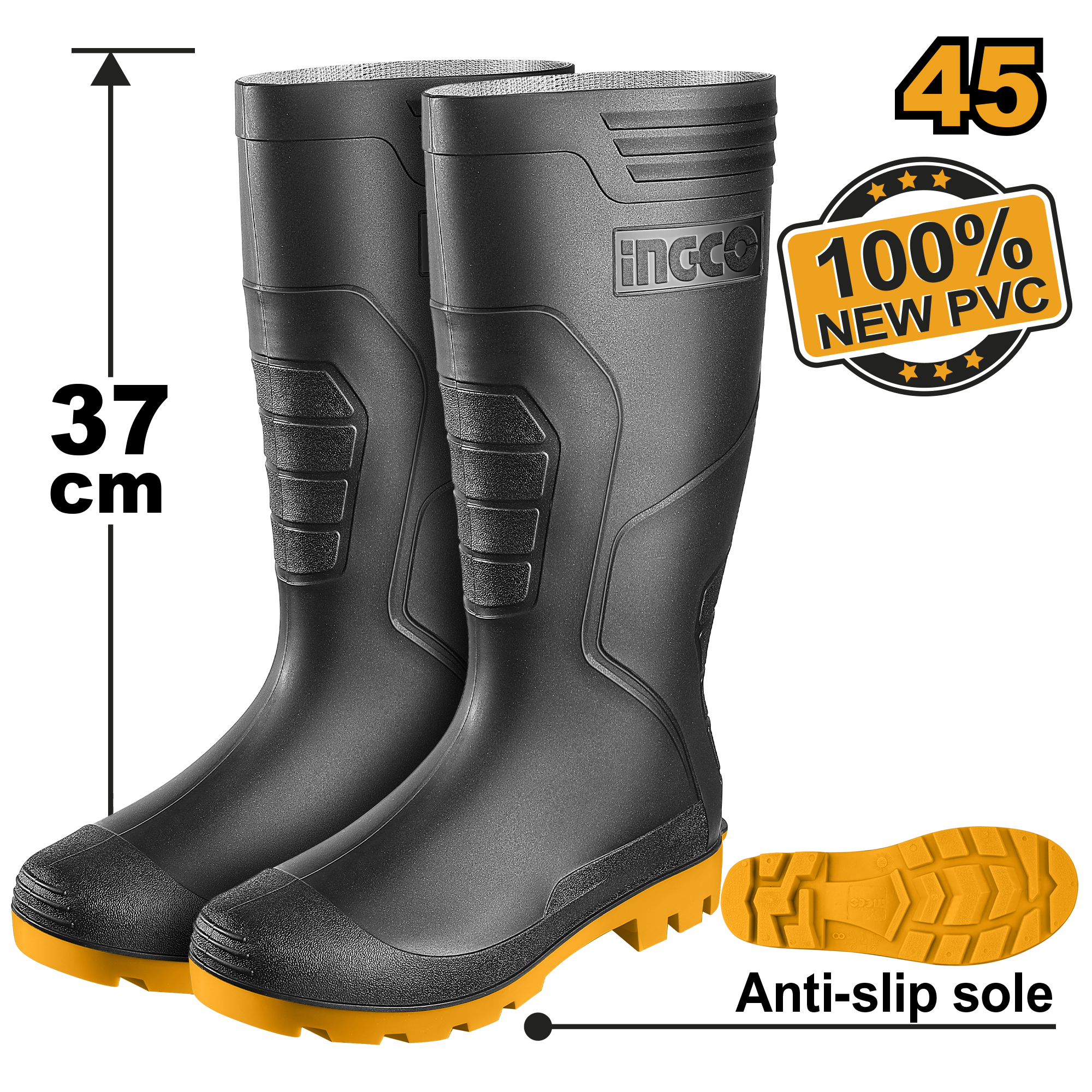 BOTTES PVC NOIRES TAILLE45 - SSH092LYB.45 / ACCESSOIRES